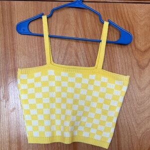 Cider Yellow and White Checkered Crop Top
